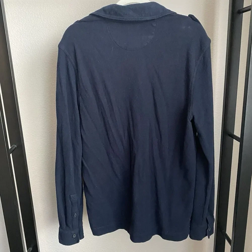 Banana Republic Heritage Collection Navy Button Up Fleece Shirt Men's Size Large